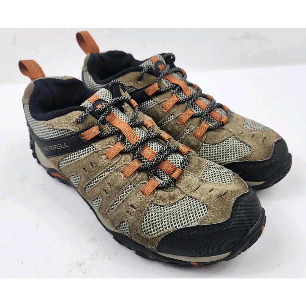 Merrell Mens 9 M Otter Burnt Orange Hiking Shoes Lace Up Low Top